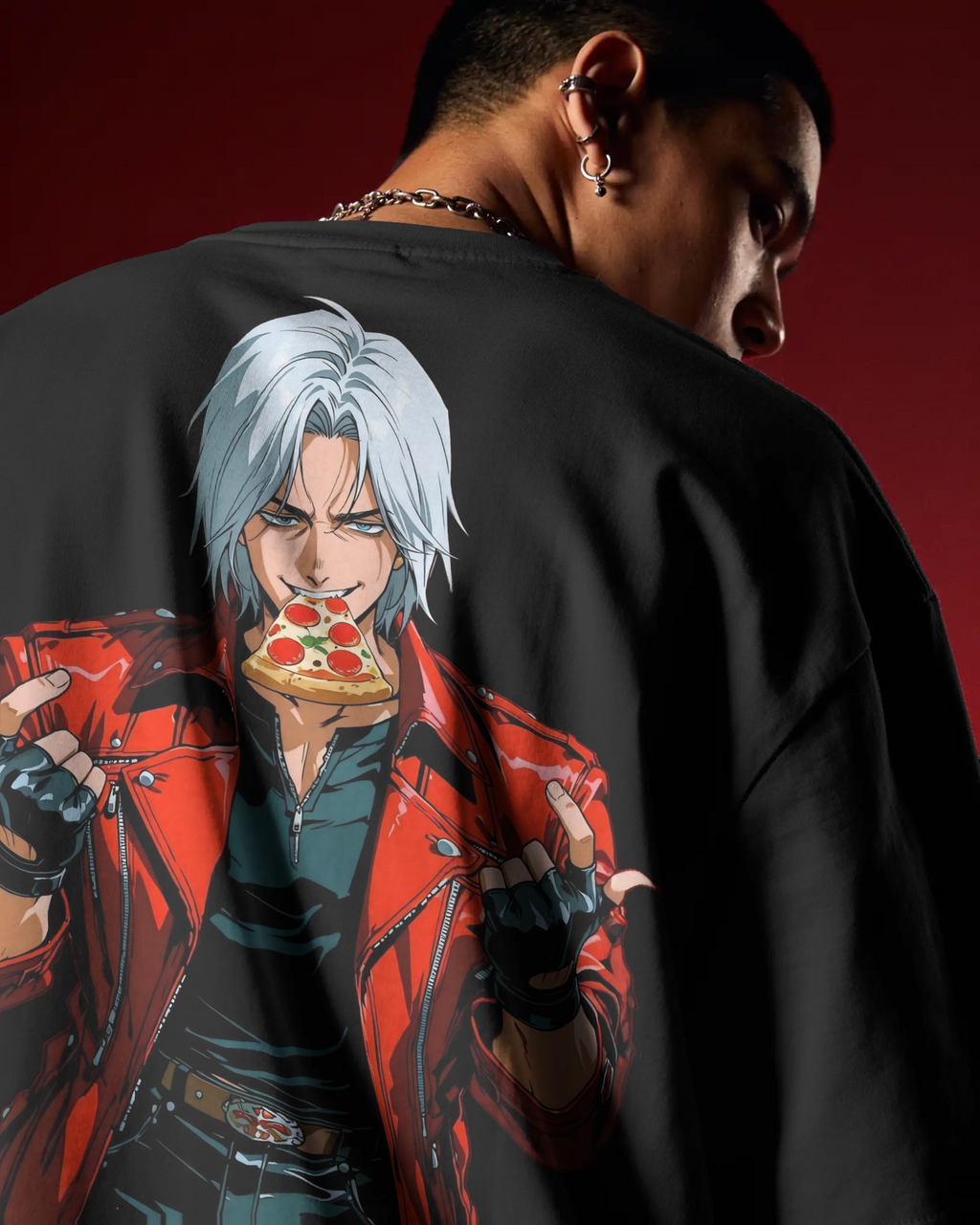 Dante Devil May Cry Premium Oversized T-Shirt – mockup lifestyle DMC dante BACK closeup