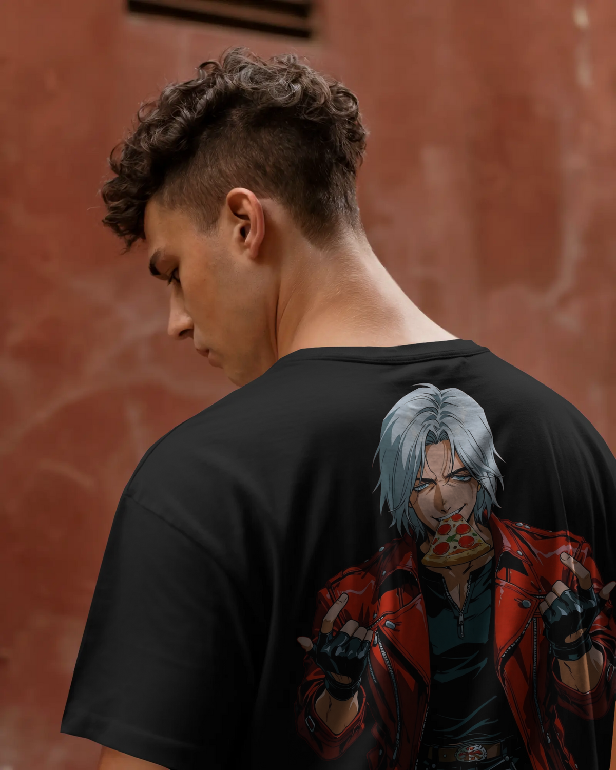 Dante Devil May Cry Premium Oversized T-Shirt – mockup lifestyle DMC dante BACK closeup 2