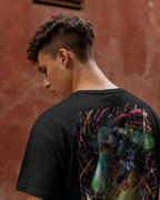 Denji & Reze Chainsaw Man Premium Oversized T-Shirt – Action Design – mockup lifestyle chainsaw man denji reze action 2 BACK closeup