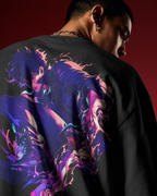 Sung Jinwoo Solo Leveling Premium Oversized T-Shirt – Blade Design – mockup lifestyle solo leveling jinwoo blade 2 BACK closeup
