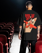 SPY x FAMILY Premium Oversized T-Shirt – Anya & Bond – mockup lifestyle spy family plane BACK