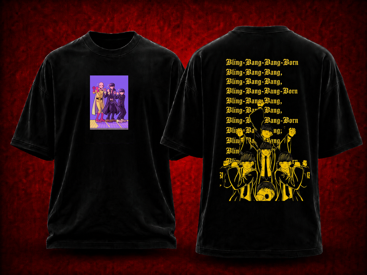 Mash Burnedead Mashle: Magic and Muscles black T-shirt front and back model