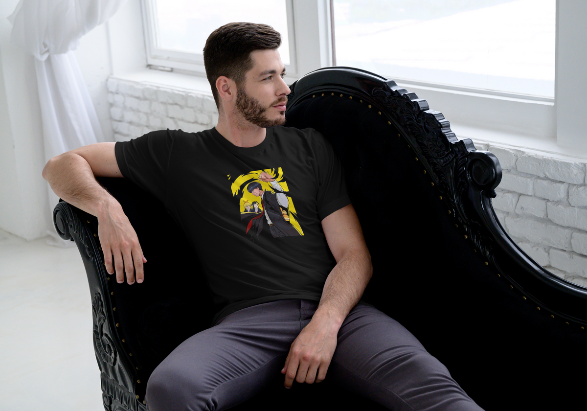 Mash Burnedead Mashle: Magic and Muscles black T-shirt front model