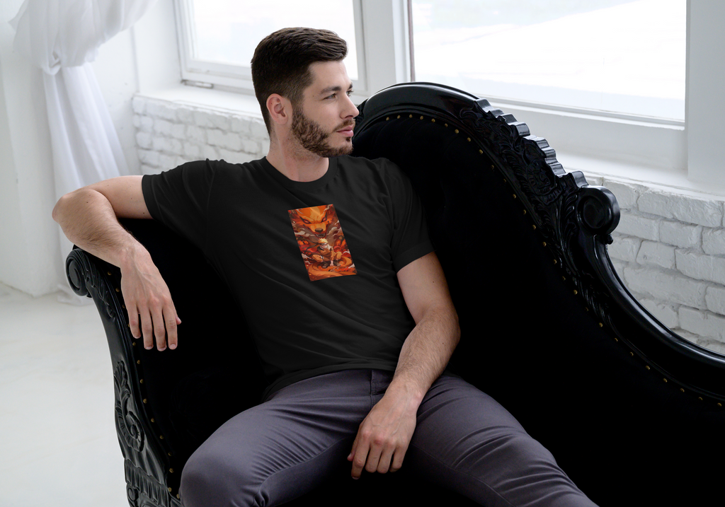 Kurama Naruto black T-shirt front model