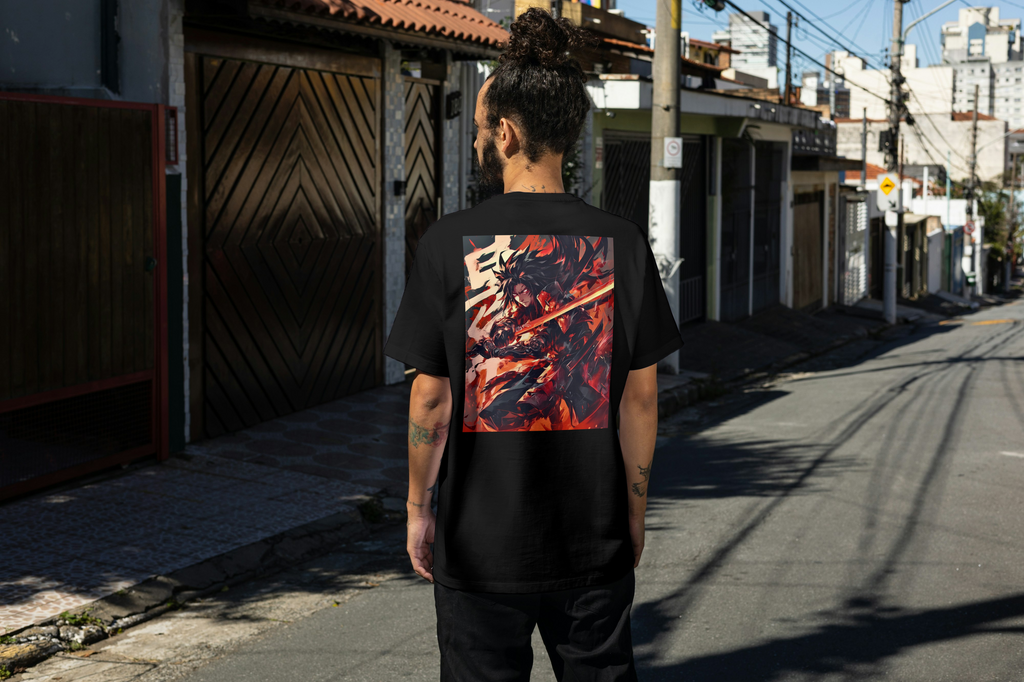 Madara Uchiha Naruto black T-shirt back model