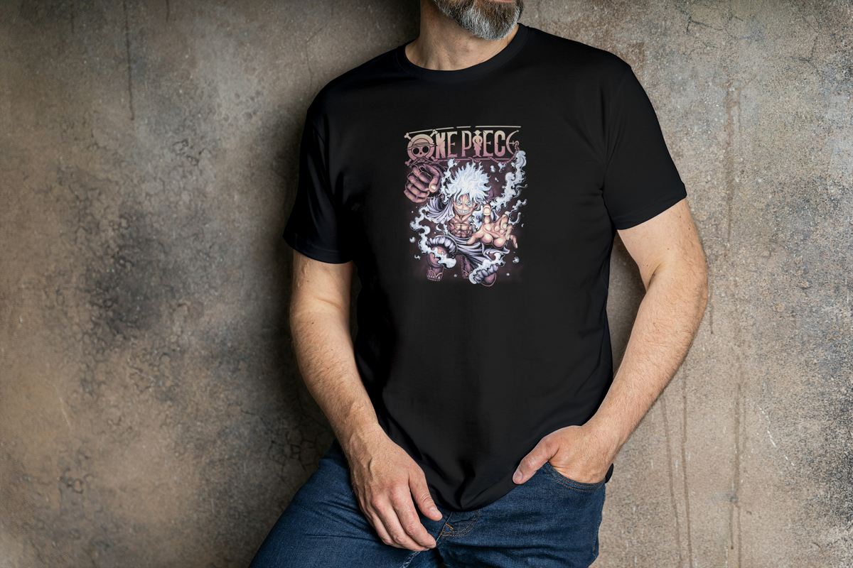 Monkey D. Luffy One Piece black T-shirt front model