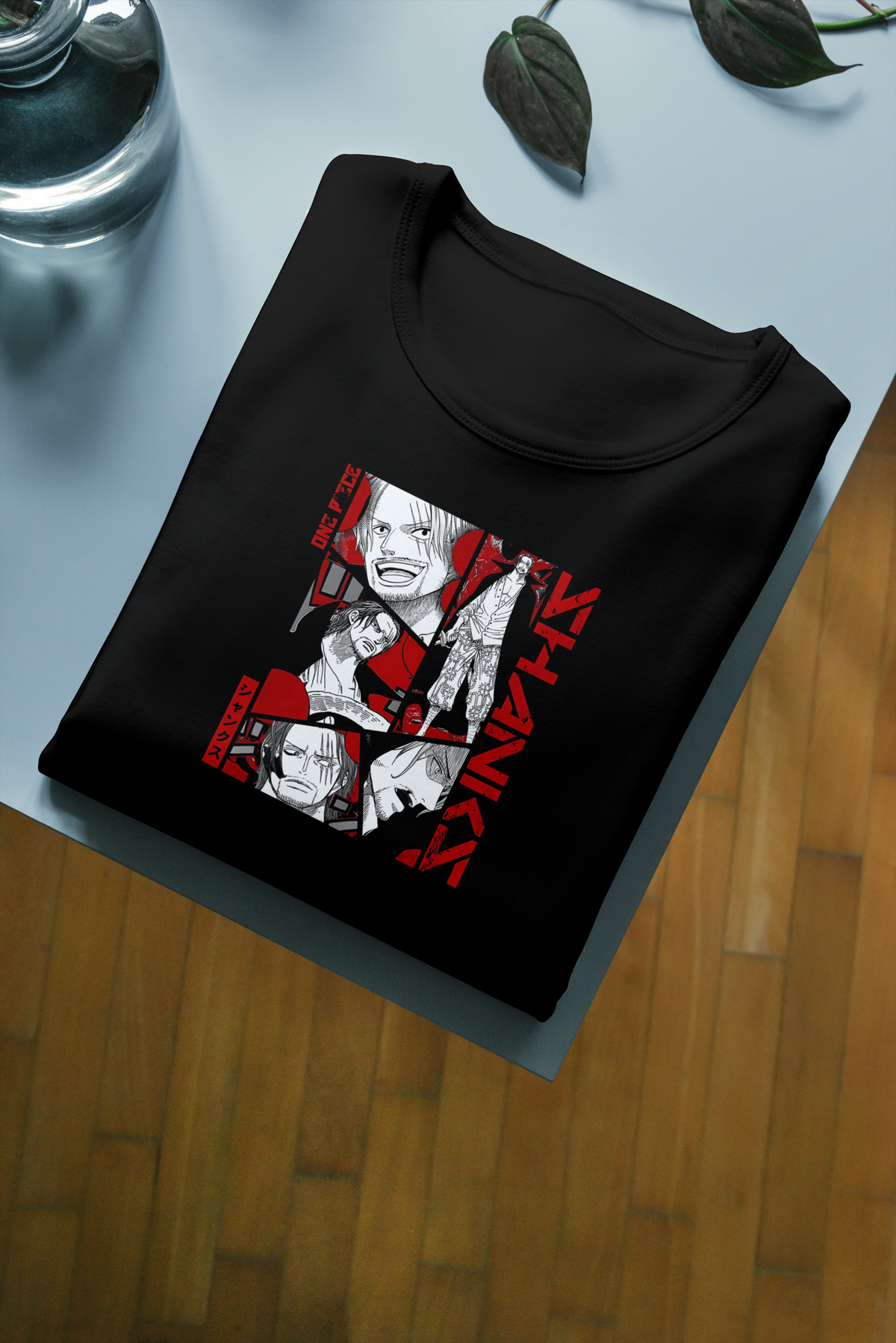 Shanks One Piece black T-shirt front flatlay