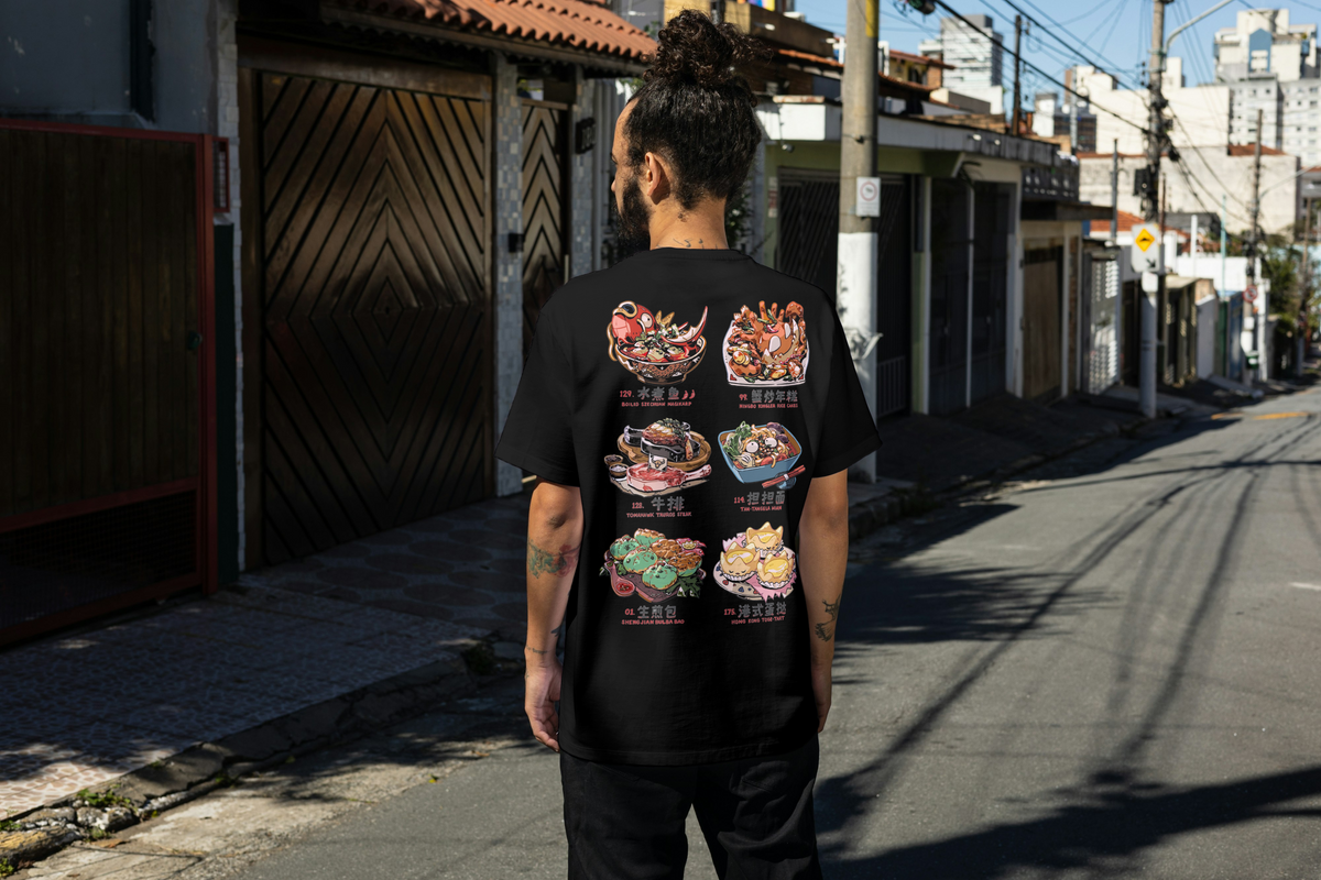 Meowth Pokémon black T-shirt back model