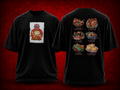 Meowth Pokémon black T-shirt front and back model
