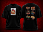 Meowth Pokémon black T-shirt front and back model