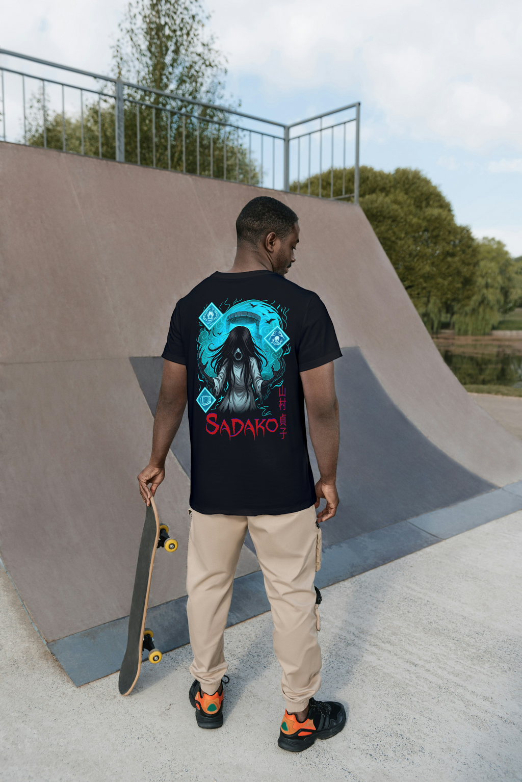 Sadako The Ring black T-shirt back model