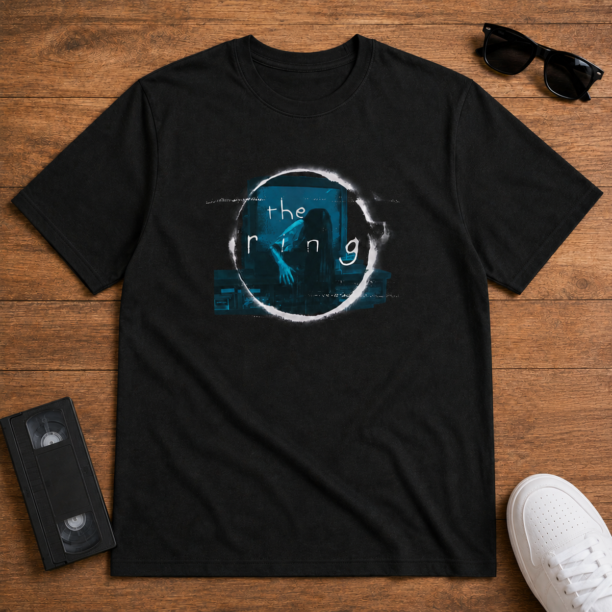 Sadako The Ring black T-shirt front flatlay