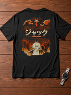 Samurai Jack x Attack on Titan Attack on Titan x Samurai Jack black T-shirt back flatlay