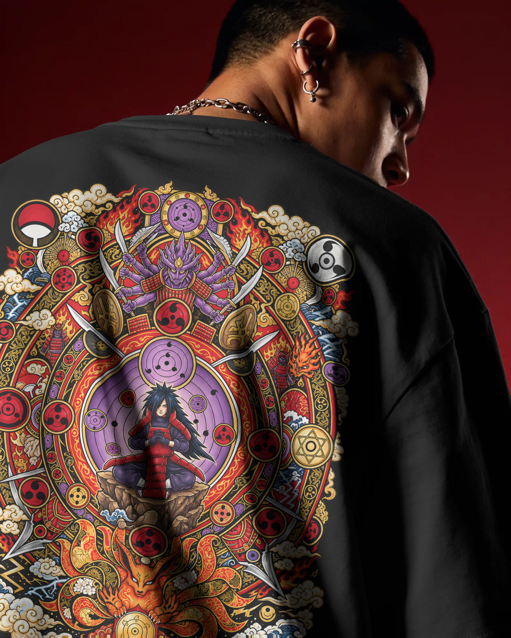 Madara Uchiha Naruto Premium Oversized T-Shirt – Shinobi War Design