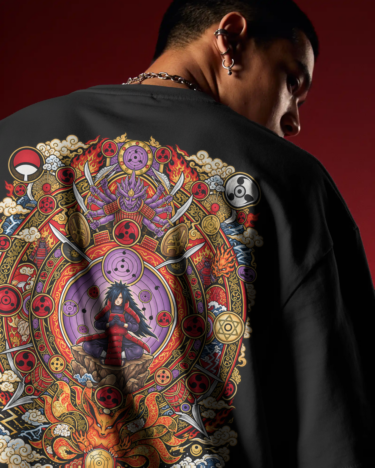 Madara Uchiha Naruto Premium Oversized T-Shirt – Shinobi War Design