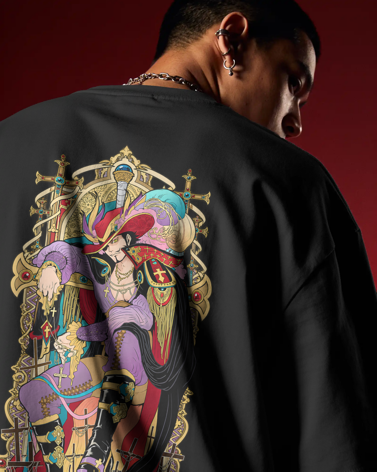 Dracule Mihawk One Piece Premium Oversized T-Shirt – World’s Strongest Swordsman Design